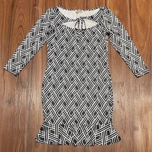 Overmal Blue & White Patterned Bodycon Casual Summer Dress - S